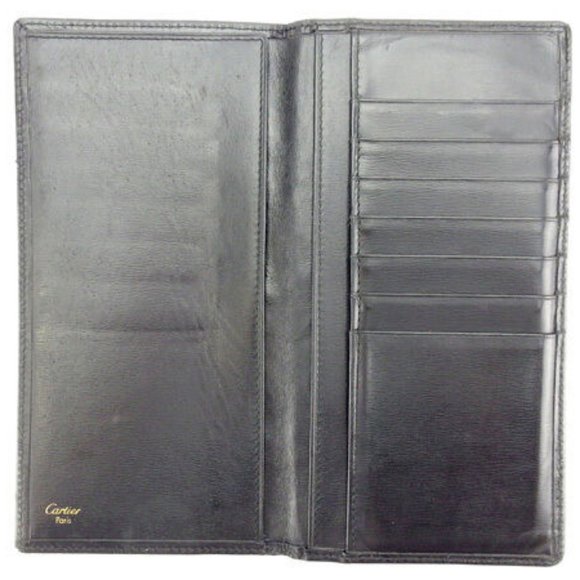 Cartier Wallet Purse Long Wallet Black Gold Mens Authentic Used Y6384 - Picture 4 of 6